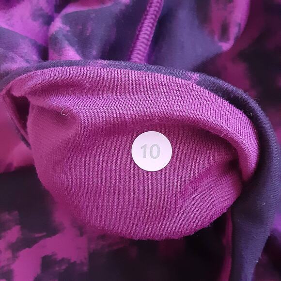 Lululemon Wunder Under Crop II Leggings Black Magenta Marble Womens 10 Low Rise - Picture 7 of 11